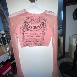 Fashion Nova Pink Vintage Graphic Crop Top